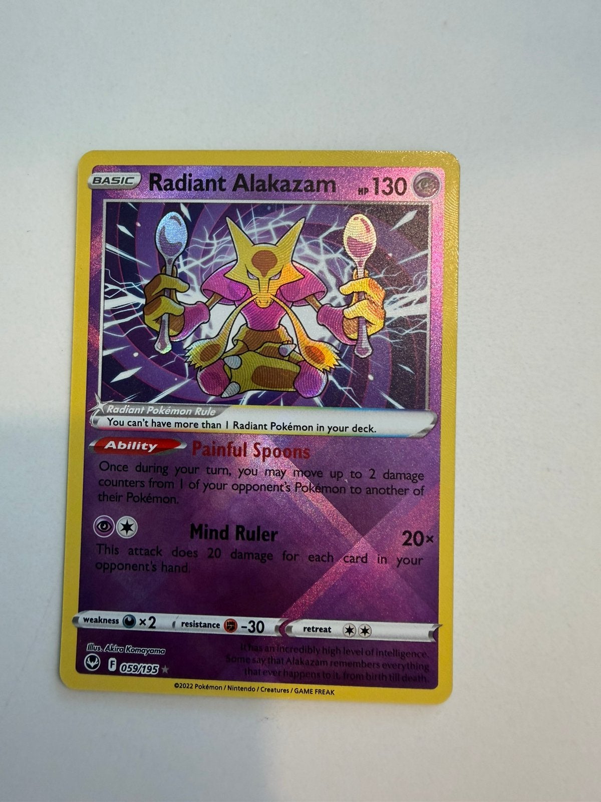 Radiant alakazam pokemonkaart, Ophalen of Verzenden, Zo goed als nieuw