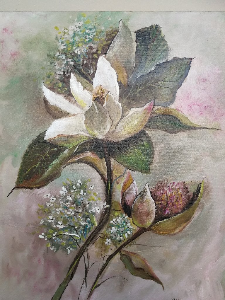 Schilderij Magnolia olieverf op doek, nieuw., Antiek en Kunst, Ophalen, Gesigneerd, Olieverf