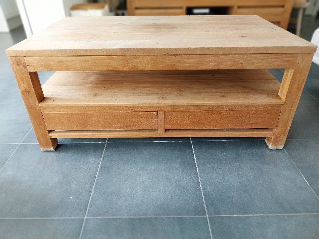 teakhouten salontafel, Huis en Inrichting, Tafels | Salontafels, Ophalen, Teakhout, Rechthoekig, Landelijk