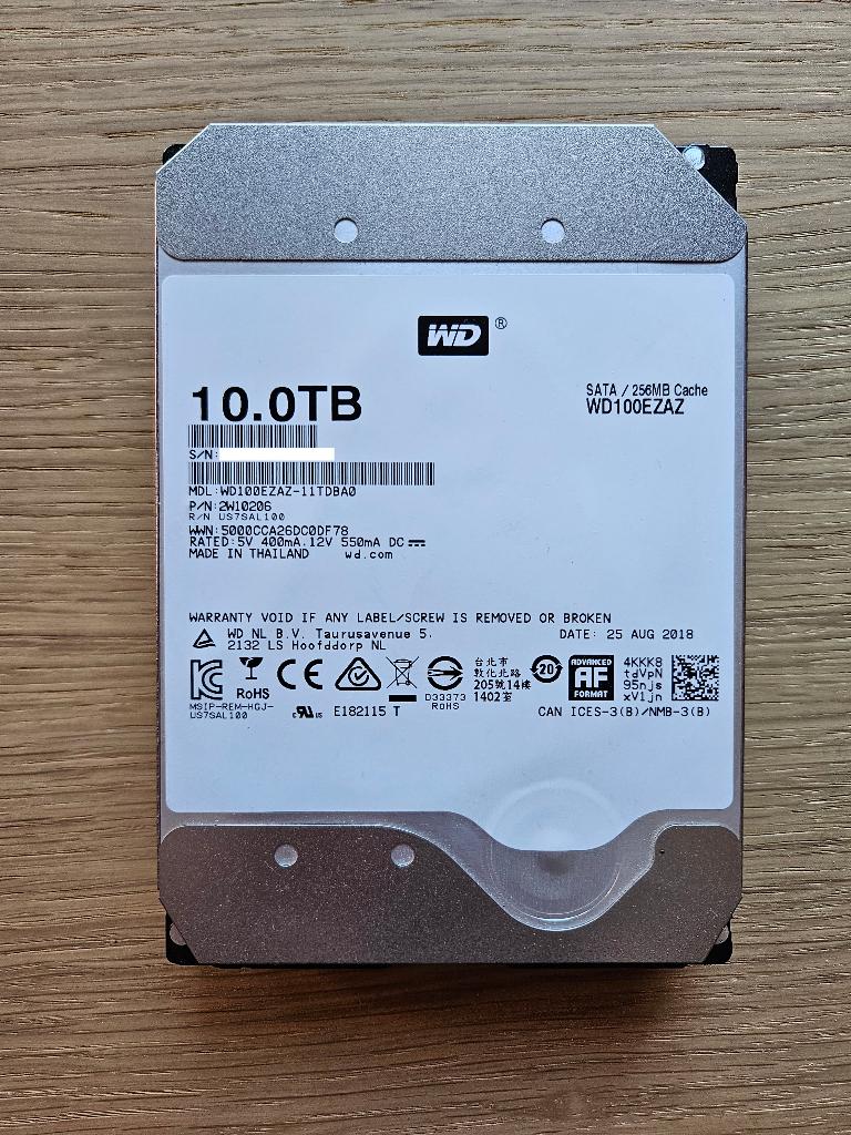 Western Digital (WD) 10TB harde schijf (HDD) SATA, Computers en Software, Harde schijven, Ophalen of Verzenden, Gebruikt, SATA