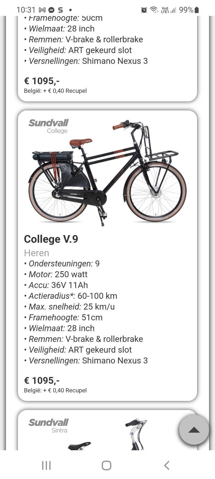 Elektrische herenfiets, Ophalen