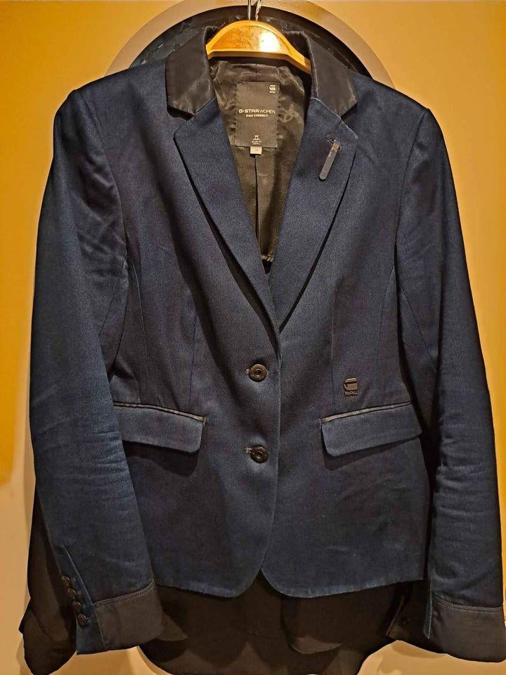 G-STAR Raw jasje, kostuum, broek Nikkie, + blouse, 36/38, Enlèvement ou Envoi, Taille 36 (S), Comme neuf, Bleu