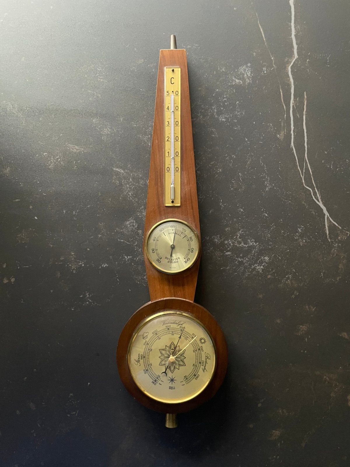 Vintage Belgisch Barometer, Thermometer & Hygrometer, Audio, Tv en Foto, Weerstations en Barometers, Ophalen of Verzenden, Zo goed als nieuw