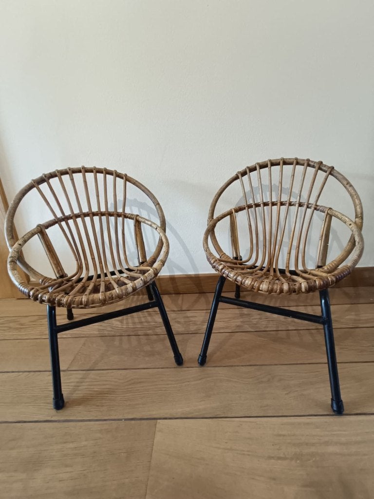 2 vintage kinderfauteuils rotan Rohé Noordwolde, Enlèvement ou Envoi