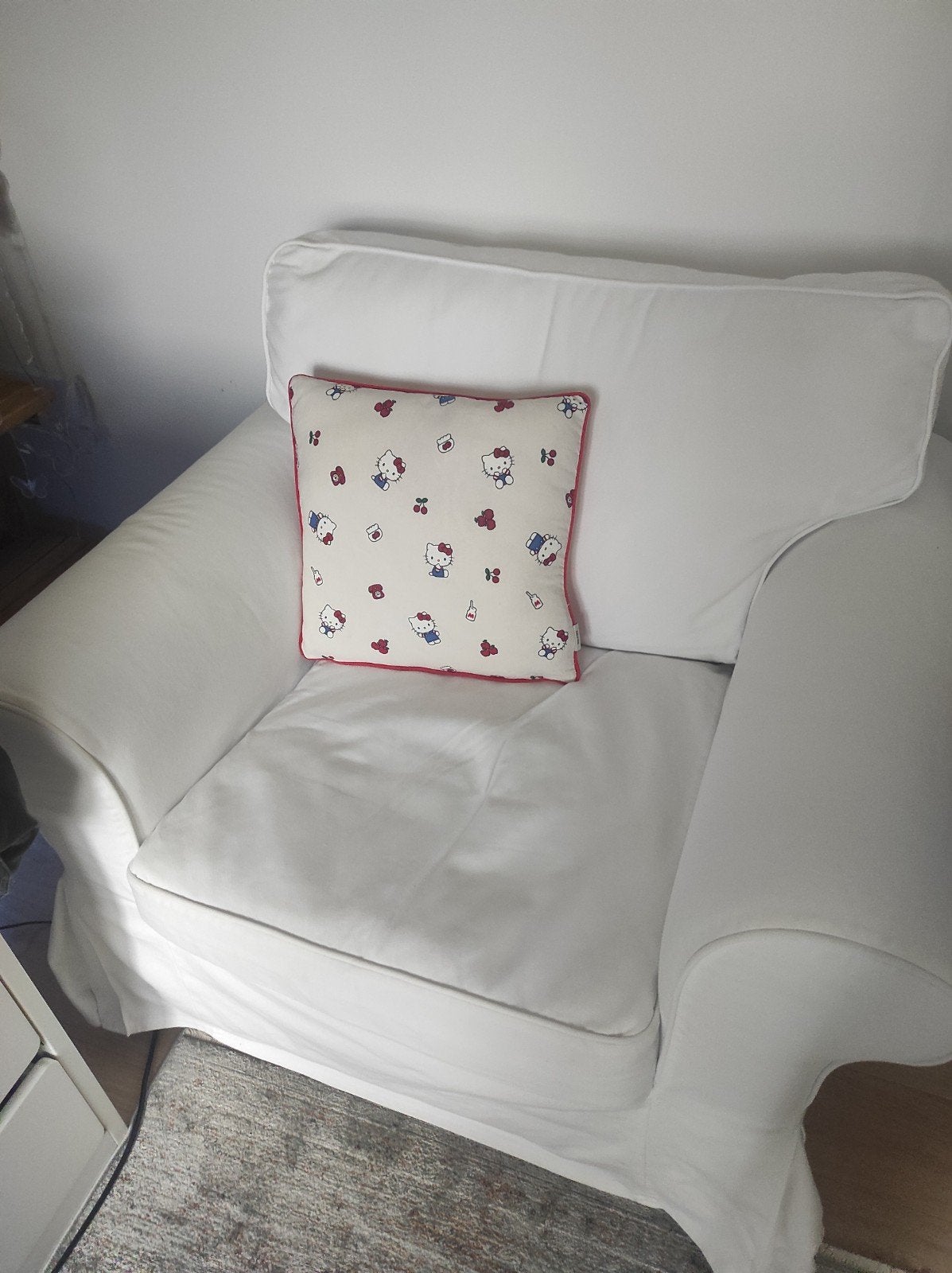 Ikea Ektorp fauteuil wit + extra hoes, Ophalen, Zo goed als nieuw, Eenpersoons, Hout
