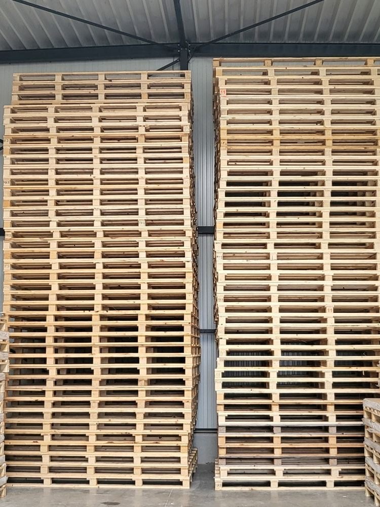 100 Paletten 300x200cm en 260x200cm, Doe-het-zelf en Bouw, Hout en Planken, Zo goed als nieuw, Pallet, Grenen, 250 tot 300 cm