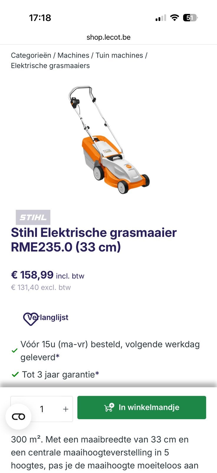 STIHL grasmachine elektrisch 2 jaar oud Nieuwprijs 159€, Ophalen, Elektrische grasmaaier, Zo goed als nieuw, Opvangbak
