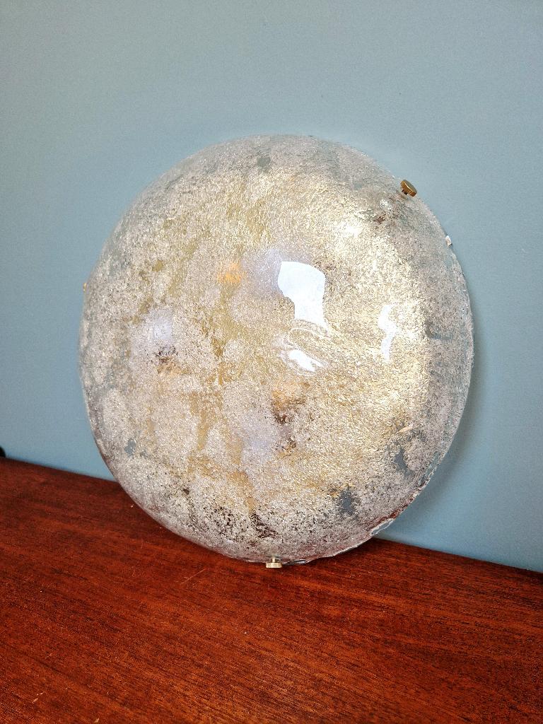 Grand plafonnier en verre givré, Hillebrand, 1970's, Enlèvement ou Envoi
