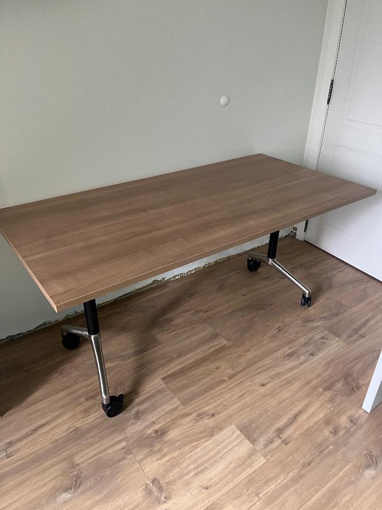 Kwalitatief (inklapbaar) bureau, Ophalen, Hout, Computerbureau, Bruin