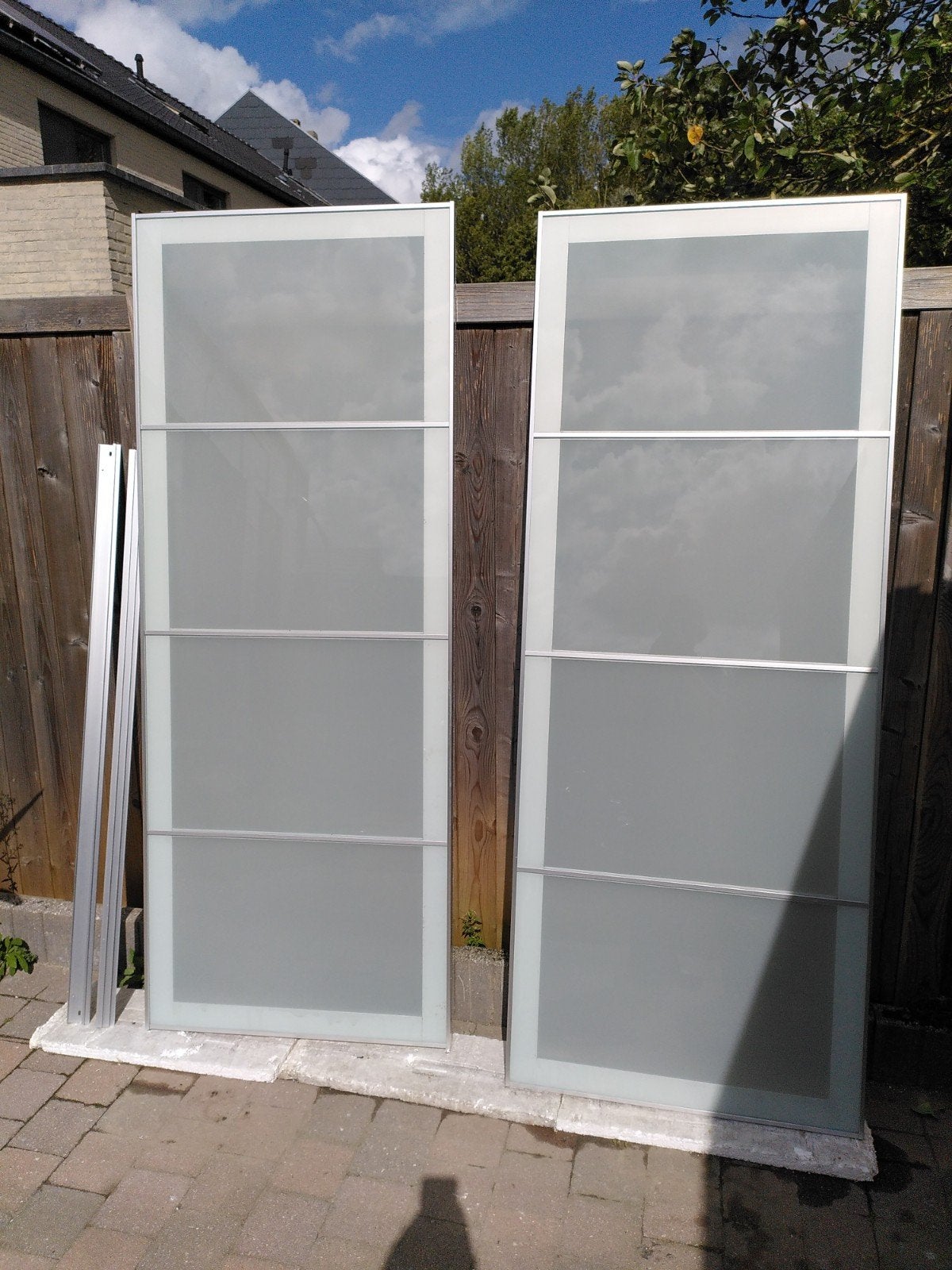Ikea PAX kast schuifdeuren glas-aluminium, Moins de 25 cm, Verre, Comme neuf, 100 à 150 cm