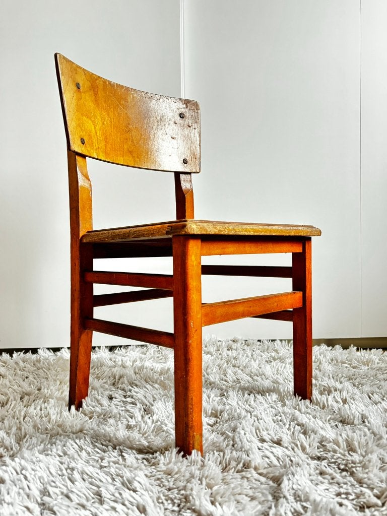 Vintage Houten Kinderstoeltje – Retro Peuter/Kleuterstoel, Kinderen en Baby's, Kinderstoelen, Ophalen, Gebruikt, Overige typen