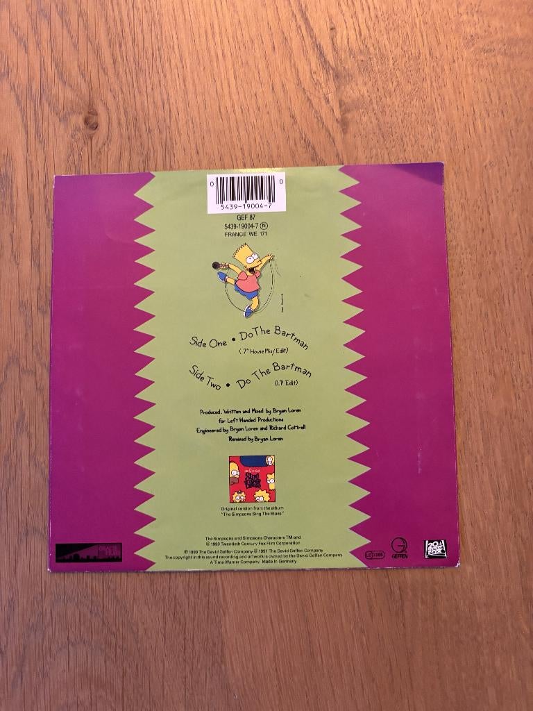 Les Simpsons - Do the Bartman - 7" Vinyl Single, CD & DVD, Vinyles Singles, Enlèvement ou Envoi, 1990 - 1999, Single, Utilisé