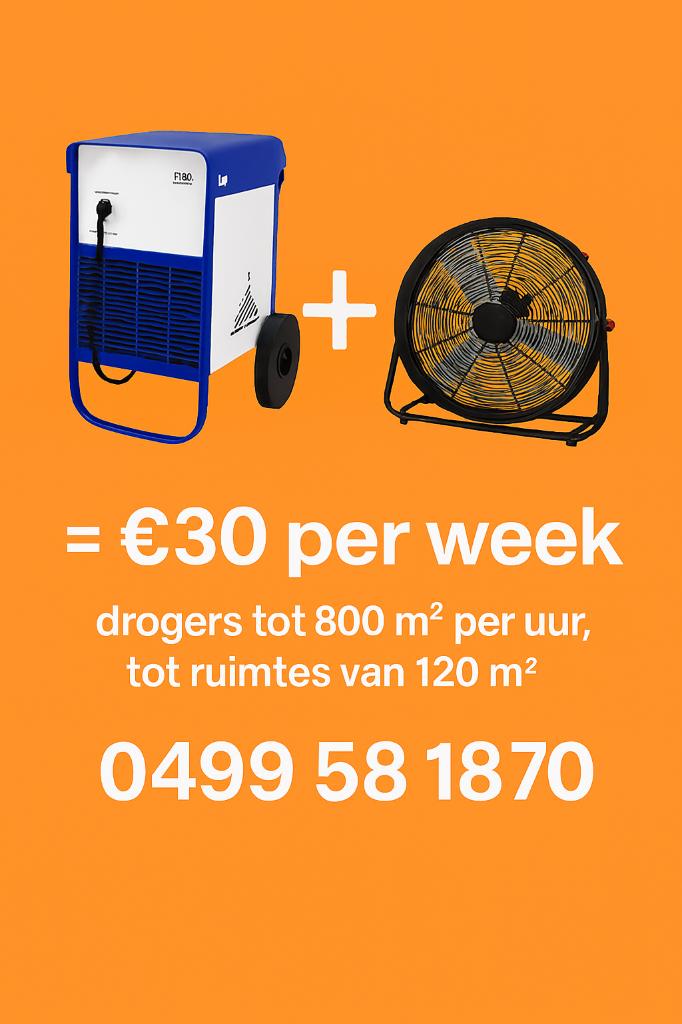 Goedkoop bouwdroger huren + gratis ventilator, Doe-het-zelf en Bouw, Adembescherming, Ophalen