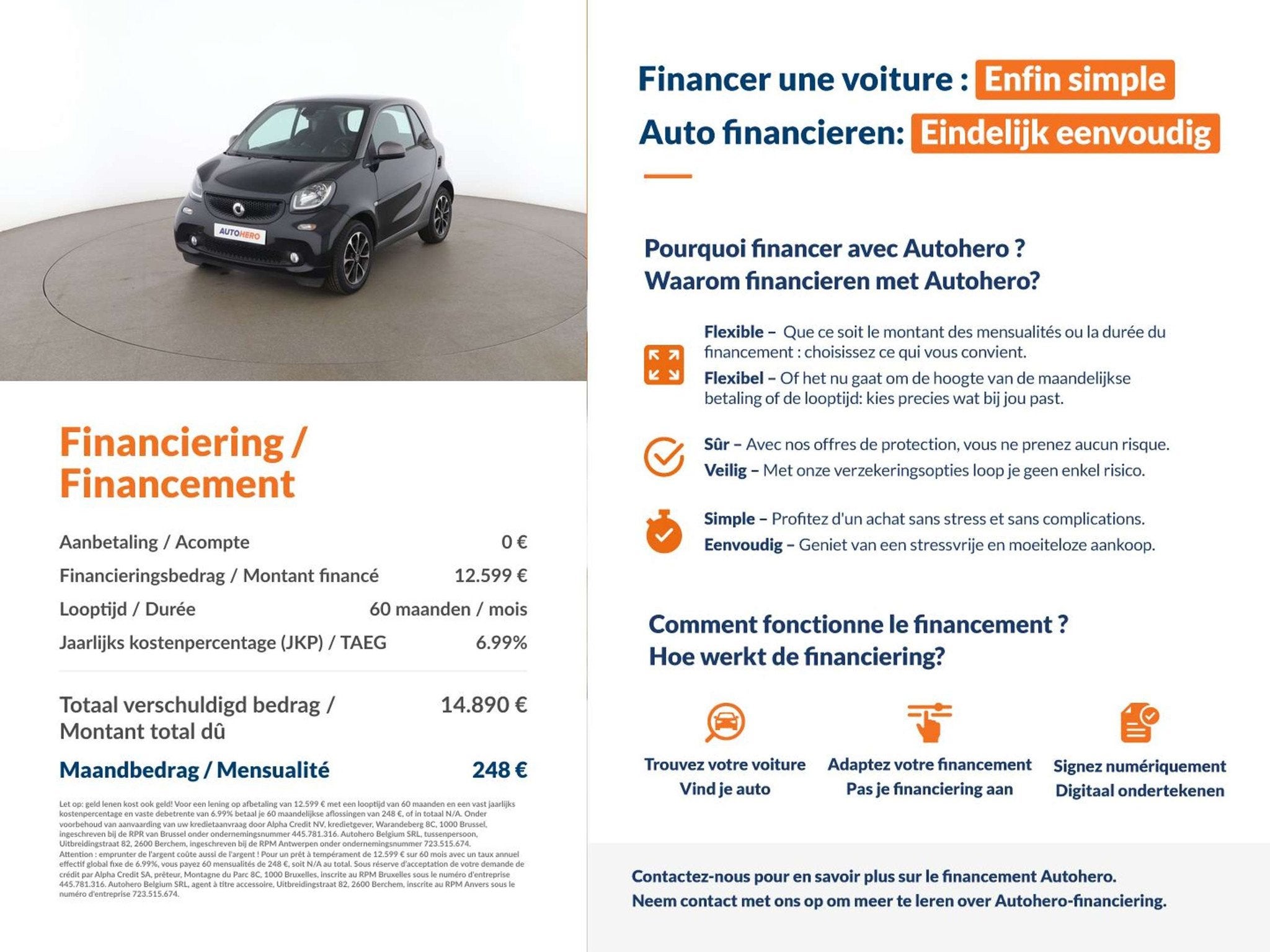 Smart Fortwo 0.9 Turbo Basis passion (automatique), Autos, Achat, 96 g/km, 2 places, Noir