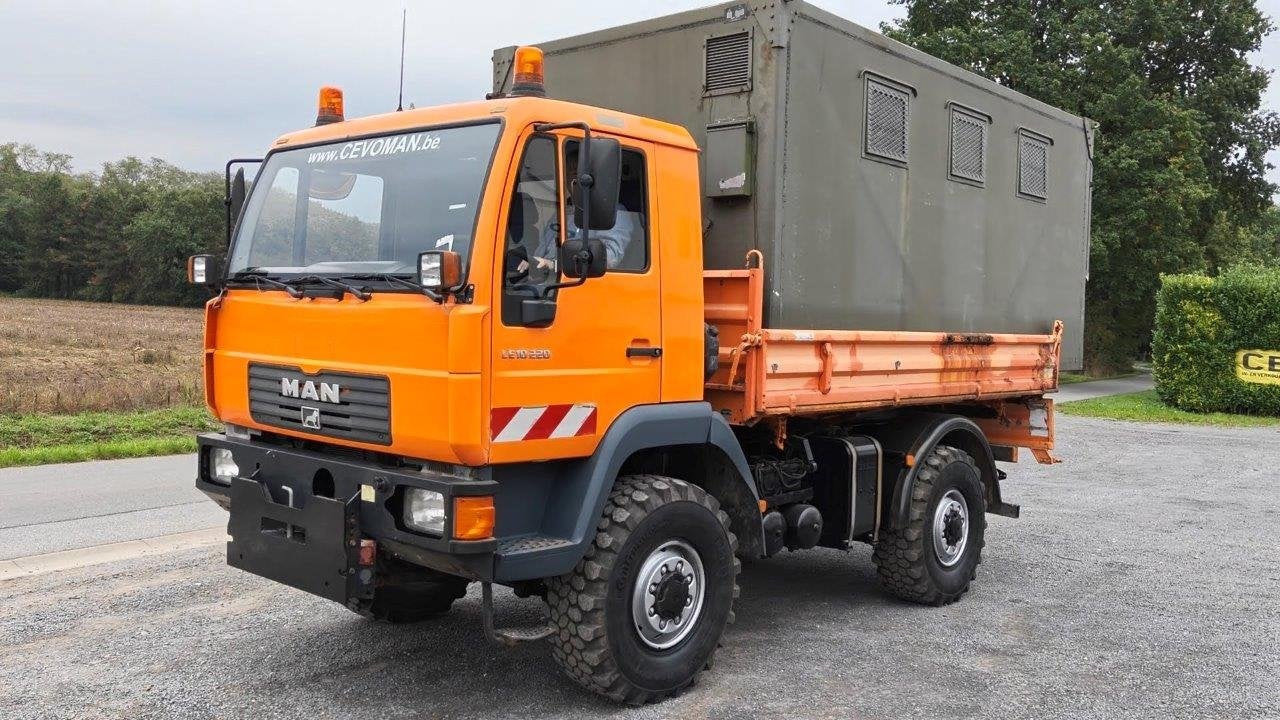 MAN L2000 4x4 10.220 + Army Shelter container, Autos, Achat, Entreprise, Boîte manuelle, Diesel