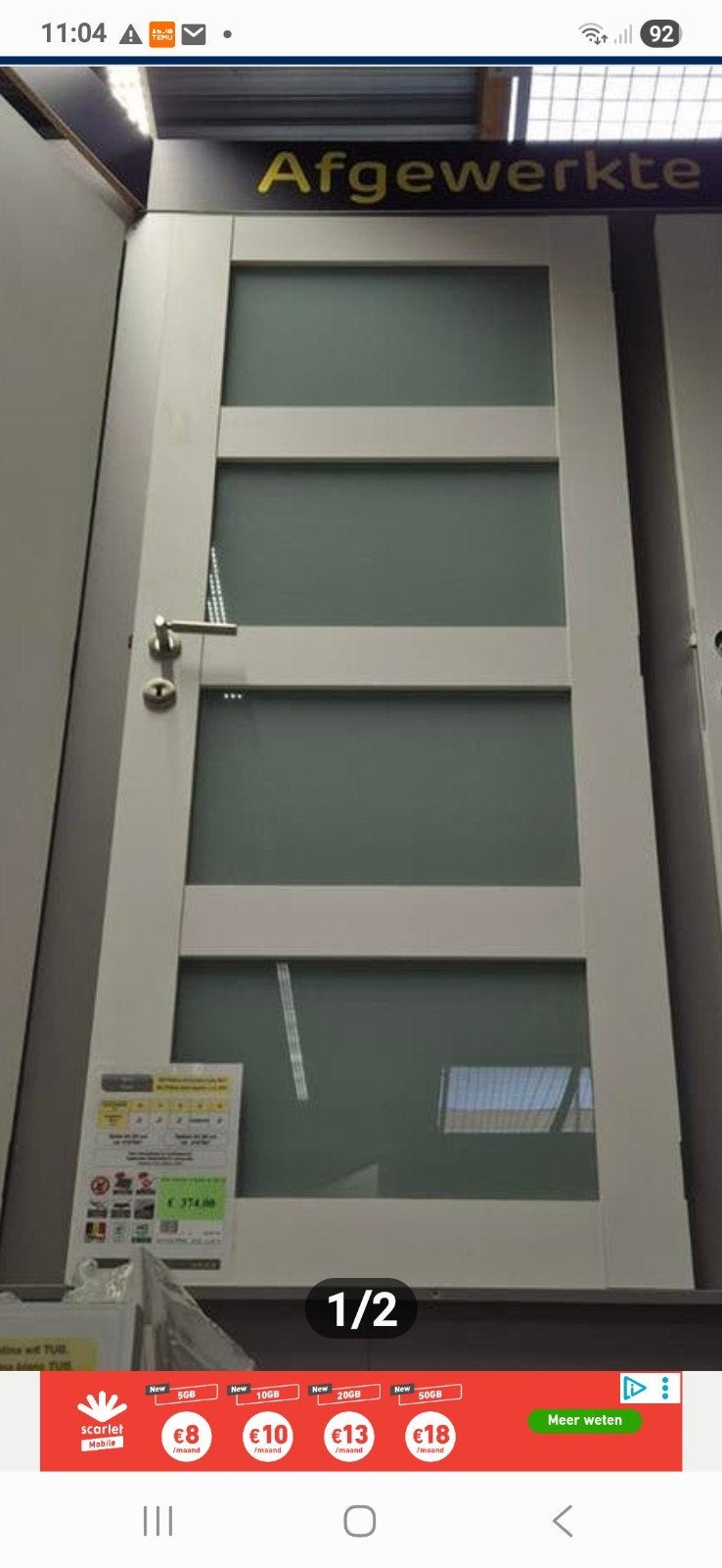 Nieuwe deur met glas, Doe-het-zelf en Bouw, Ophalen, Glas