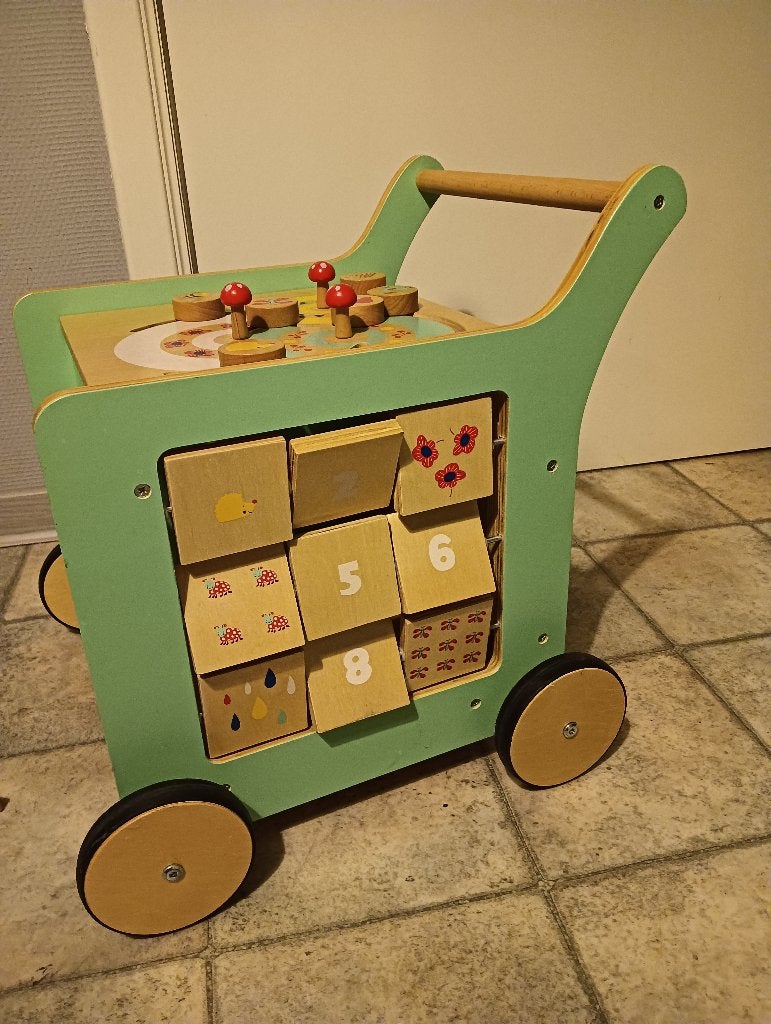 Small Foot Move it! houten loopwagen muntgroen met speelgoed, Enlèvement ou Envoi, Comme neuf