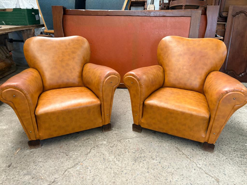 Paar leren clubstoelen, Antiek en Kunst, Ophalen of Verzenden