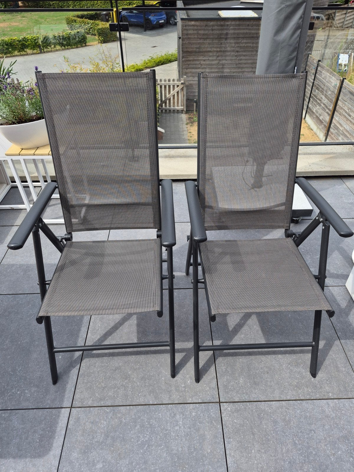 2 chaises pliables avec coussins, Enlèvement