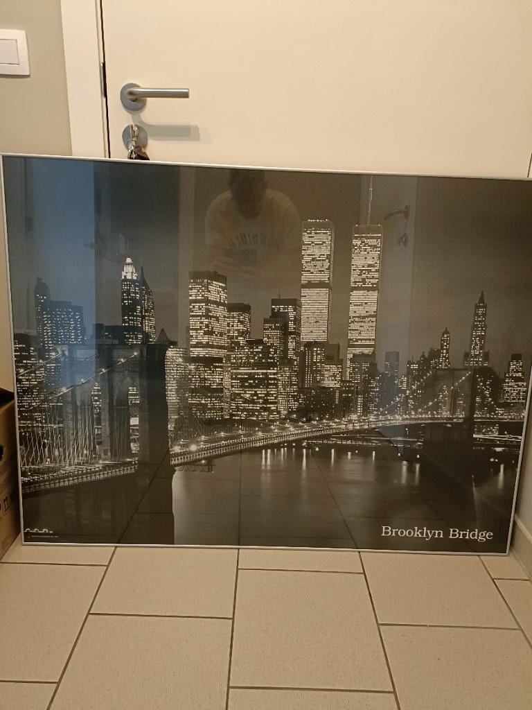 Poster Brooklyn bridge in frame, Antiek en Kunst, Ophalen