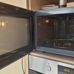 Four à micro ondesd combi en inox Siemens, Ophalen, Gebruikt, Tussenbouw, Draaiplateau
