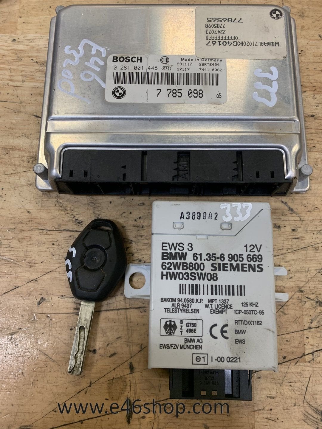 ECU EWS SLEUTEL SET BMW E46 320D OE 7786565 7785098 2247073, Auto-onderdelen, Gebruikt, -, -, Ophalen of Verzenden