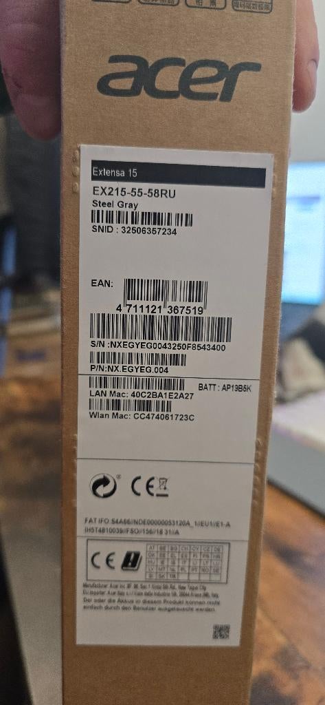 Acer laptop EX215-55-58RU, Computers en Software, Ophalen of Verzenden, SSD