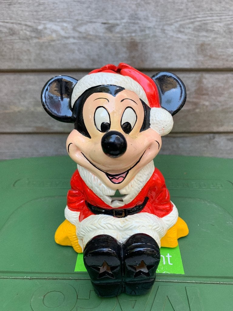 DISNEY: STENEN BEELDJE MICKEY MOUSE THEELICHT, Ophalen of Verzenden, Mickey Mouse, Zo goed als nieuw, Beeldje of Figuurtje