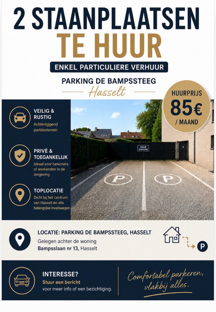 Parking te huur in Hasselt (buurt Bampslaan en kleine ring), Hasselt