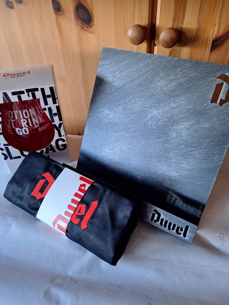 Duvel glas, schort en Recepten Staander, Ophalen of Verzenden, Nieuw, Overige typen, Duvel