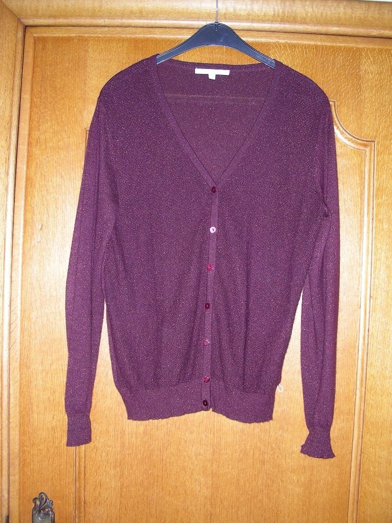Aubergine cardigan met gouden spikkel, Four Roses, maat 38, Maat 38/40 (M), Overige kleuren, Ophalen of Verzenden, Zo goed als nieuw