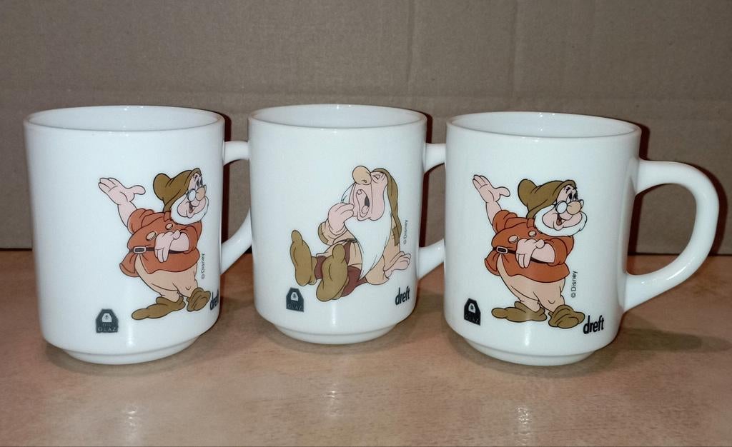 3x Koffietas/ mok Disney Sneeuwwitje (Dreft), Verzamelen, Ophalen of Verzenden, Sneeuwwitje of Doornroosje, Gebruikt, Servies