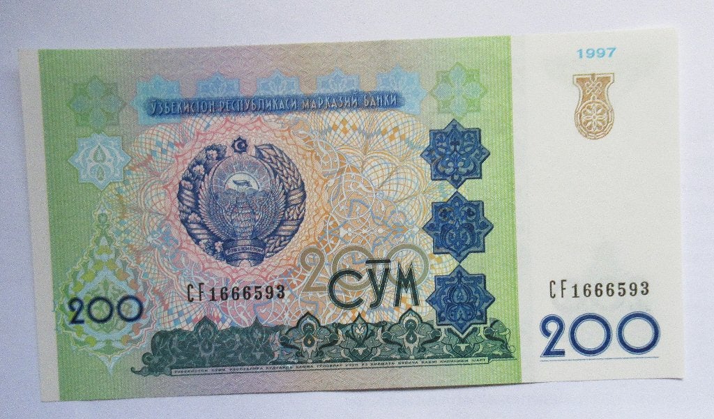 Oezbekistan 200 Sum 1997, Timbres & Monnaies, Envoi