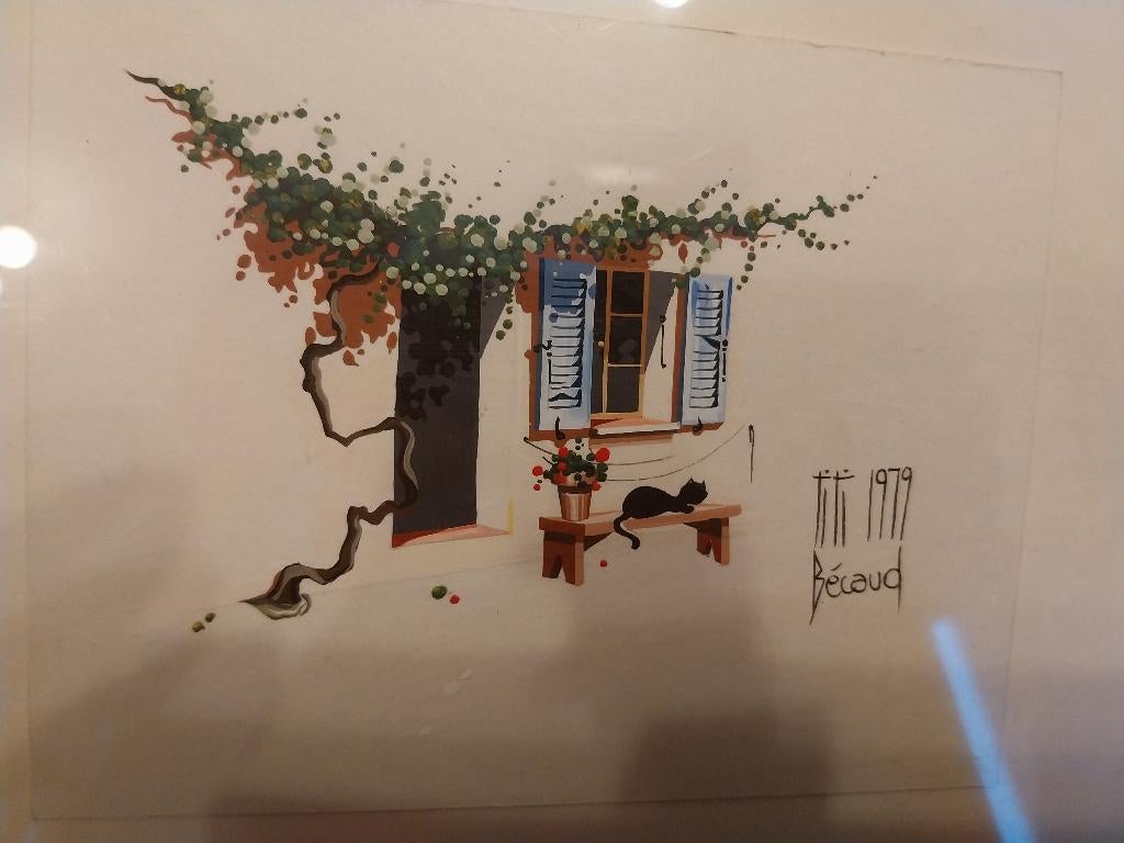 AQUAREL VAN ZANGER GILBERT BECAUSE UIT 1979, Verzamelen, Foto's en Prenten, Zo goed als nieuw, Prent, Dier, 1960 tot 1980, Ophalen of Verzenden