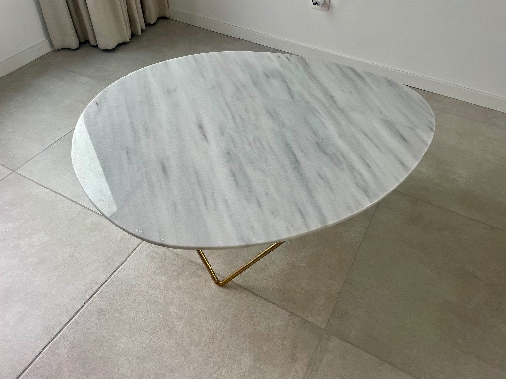 Furnified Richard salontafel - wit marmer/goud, Huis en Inrichting, Ophalen, Modern design, Gebruikt, 100 tot 150 cm