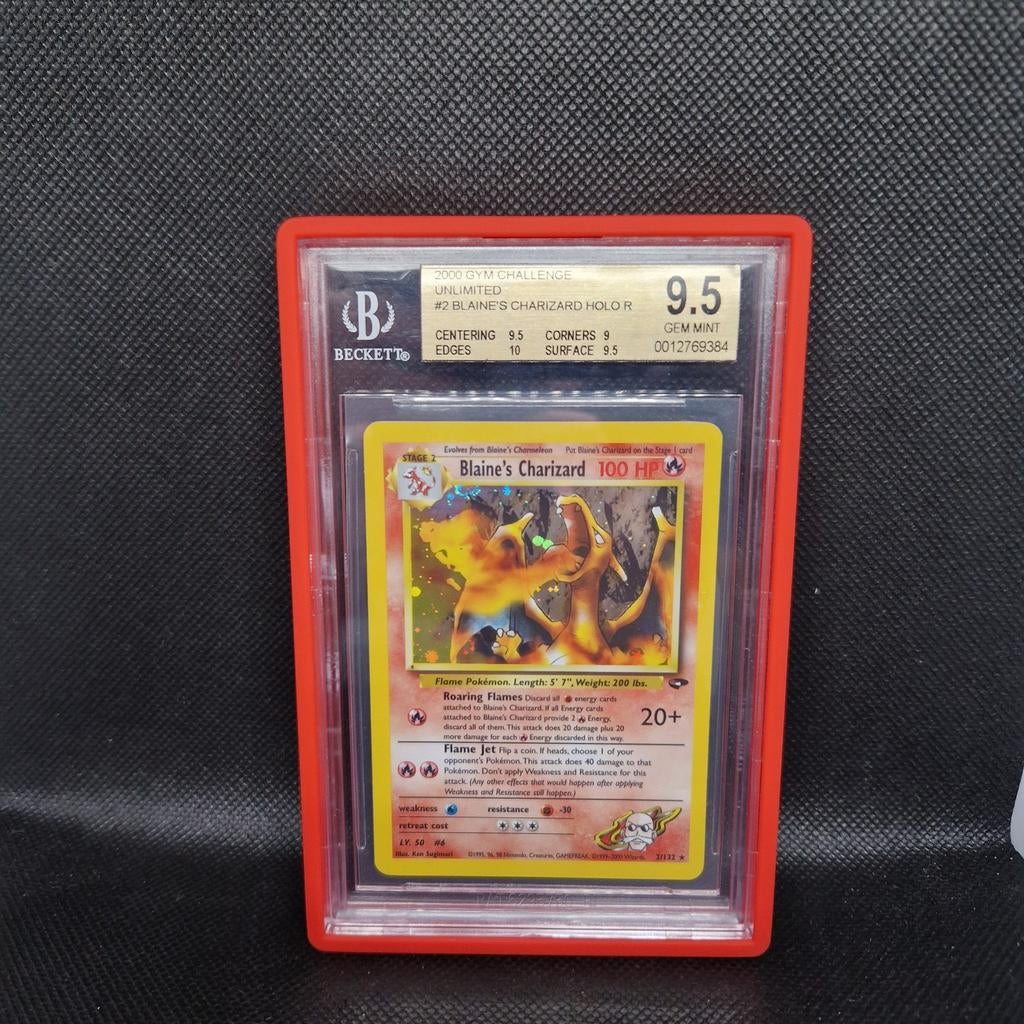 Blaine's Charizard Holo Unlimited Gym Challenge BGS 9.5, Ophalen of Verzenden