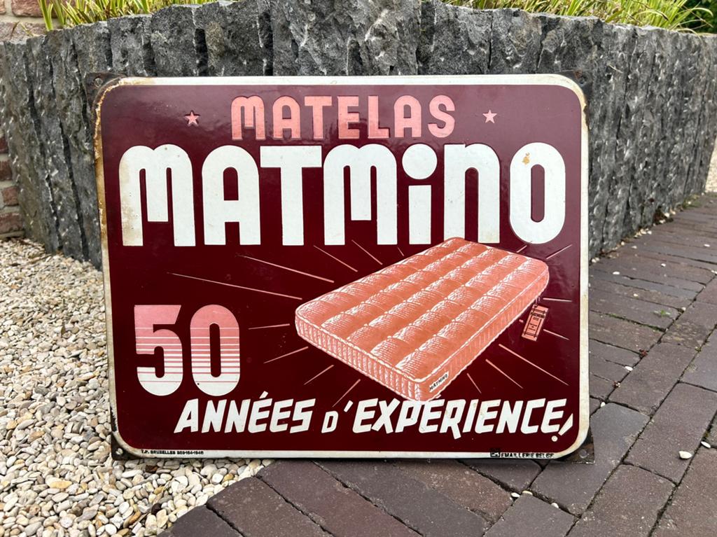Plaque émaillé Matelas Matmino, Enlèvement, Comme neuf