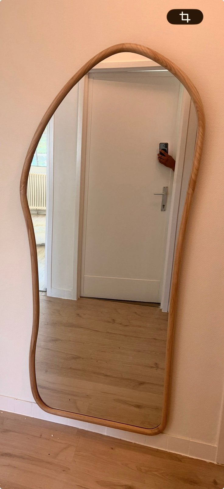 Miroir organique en bois de hetre, Enlèvement ou Envoi, Comme neuf