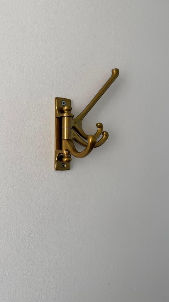 3 gouden kapstokken met 3 richtbare armen, Huis en Inrichting, Ophalen, Gebruikt, Wandhaken, Minder dan 100 cm