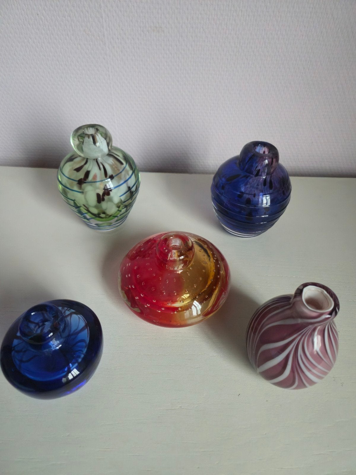 lot kristallen glaspasta murano multicolor vaasjes, Antiek en Kunst, Ophalen