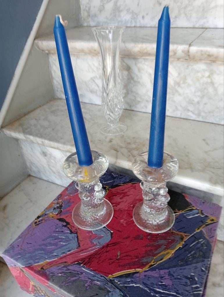 Glazen kandelaars, Antiek en Kunst, Ophalen of Verzenden