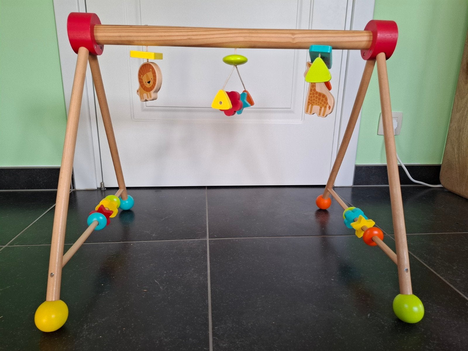 Stevige Houten Babygym / Speelboog (Safari / Dieren), Ophalen, Zo goed als nieuw, Overige typen
