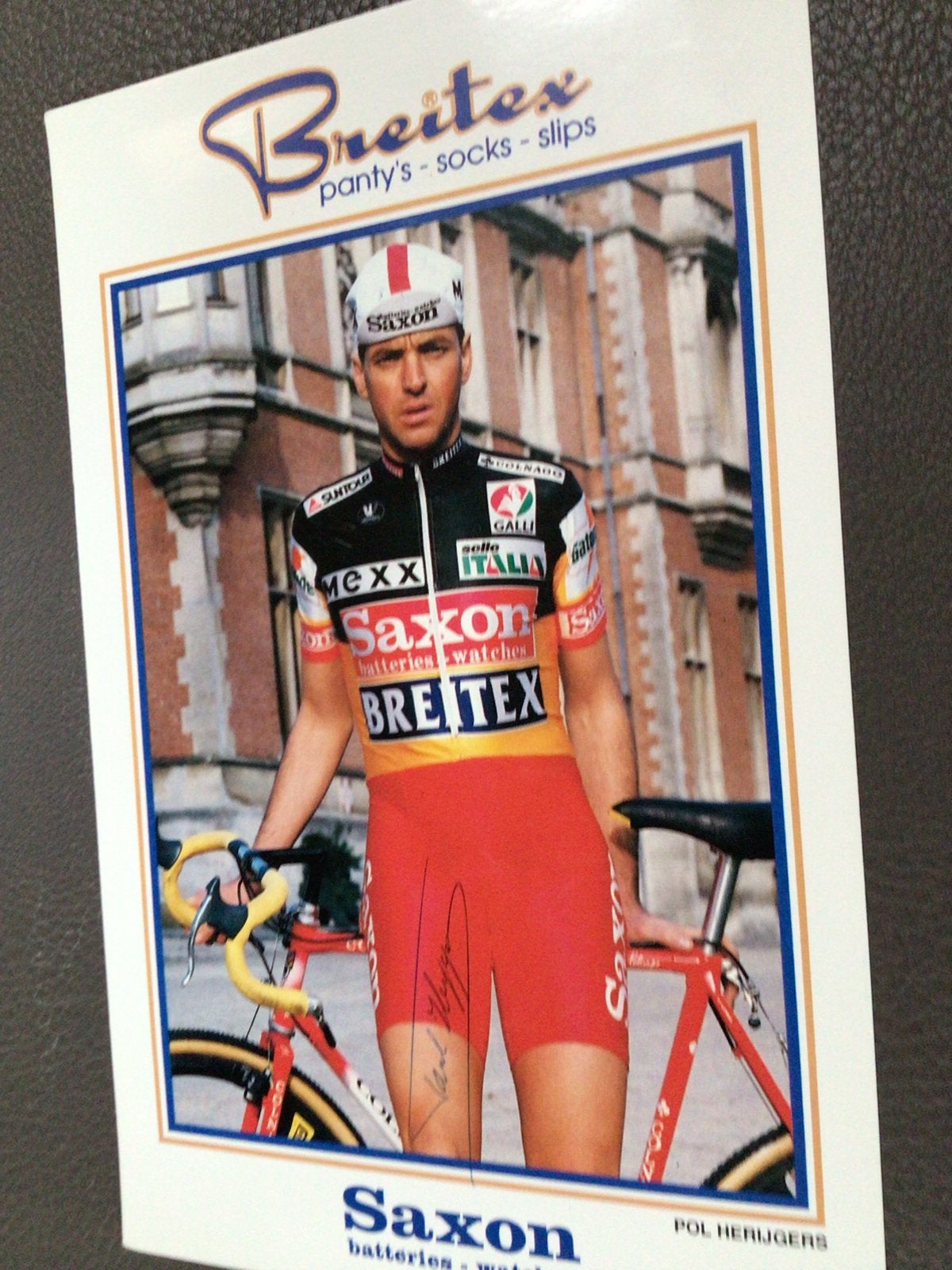 Wielerkaart team saxon colnago pol herijgers signe, Sports & Fitness, Enlèvement ou Envoi, Comme neuf