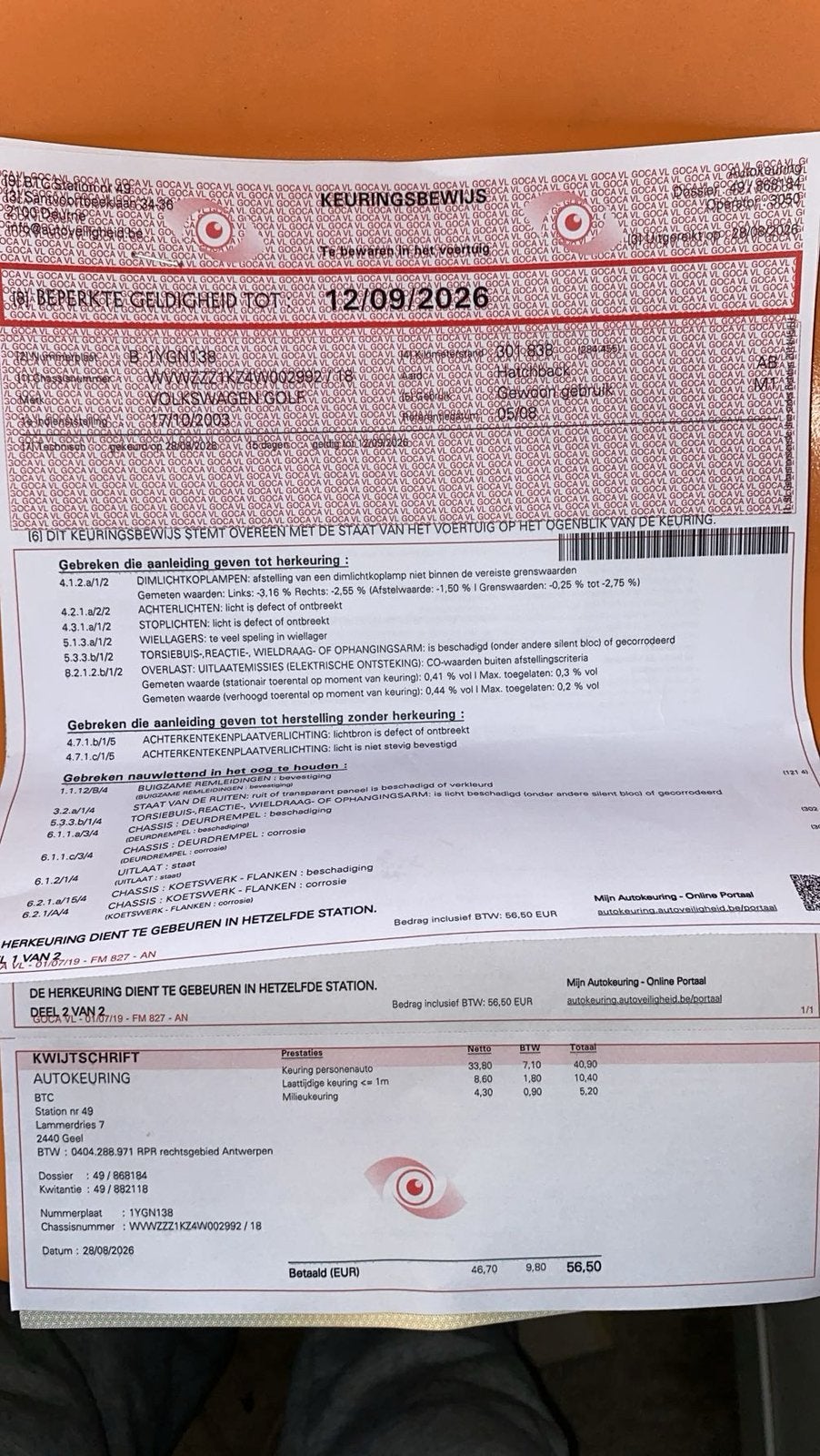 Volkswagen golf 5, Tickets & Billets