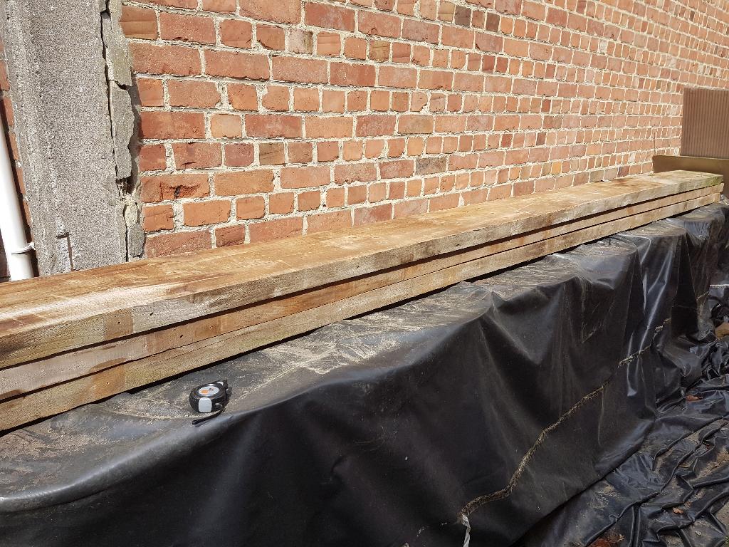 3x houten balk badding douglas 55 x 270mm, 4m65 lang, Doe-het-zelf en Bouw, Hout en Planken, Ophalen, Balk