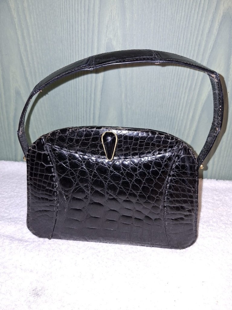 vintage croco handtas, jaren 50-60, Enlèvement ou Envoi
