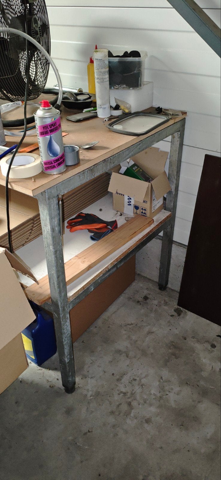 ijzeren werkbank 250 cm, Ophalen, Industrieweg 1A 3950 kaulille, Gebruikt, Dmj thermo bv