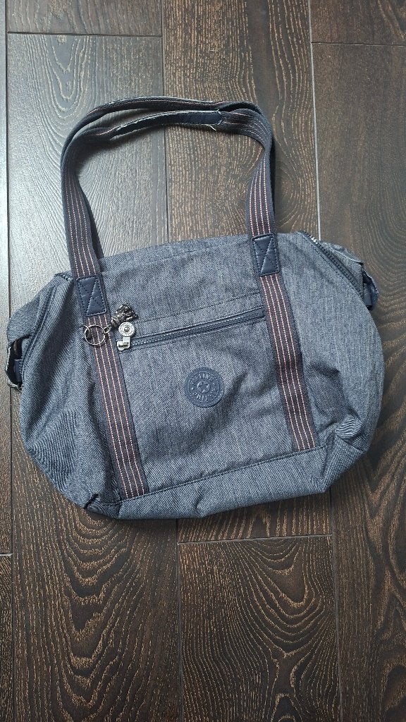 Kipling grote handtas / schoudertas grijs denim, Ophalen of Verzenden, Zo goed als nieuw, Grijs, Kipling