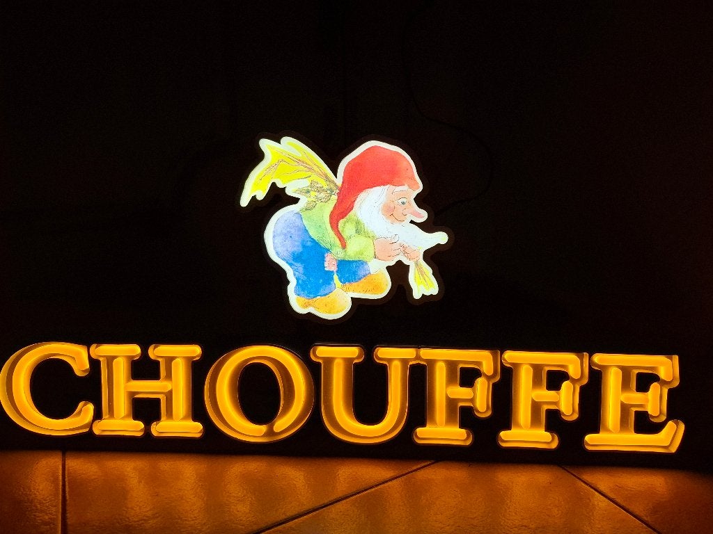 lichtreclame La chouffe bier, Verzamelen, Ophalen of Verzenden, Nieuw, Lichtbak of (neon) lamp