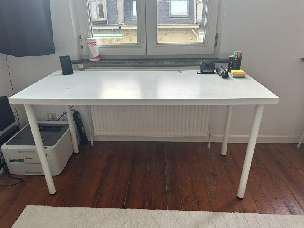 Bureau IKEA blanc, 140x60x74 cm, traces d’usage, Enlèvement, Utilisé, IKEA, 140 cm
